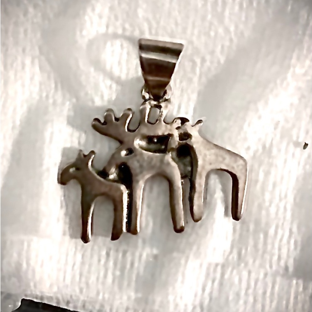 Sterling silver moose family pendant